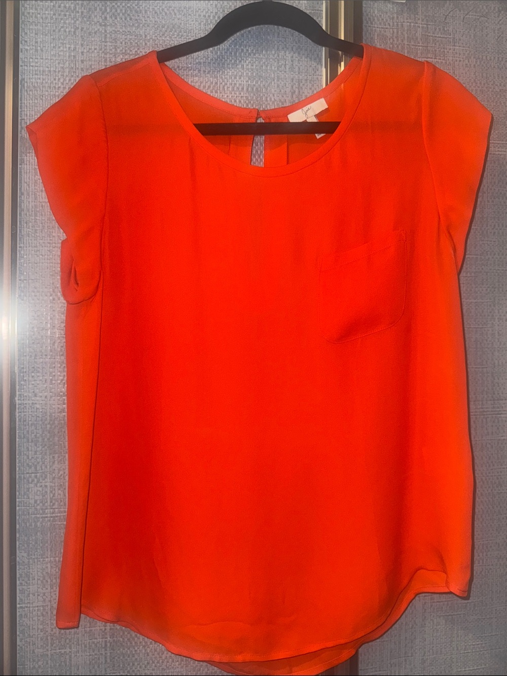 Joie Rancher Women's Silk Orange Cap-Sleeve Pocket Blouse